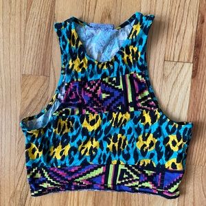 Multicolor geo shape crop top